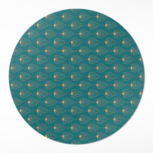 Covor rotund din vinil Model floral cu frunze repetate