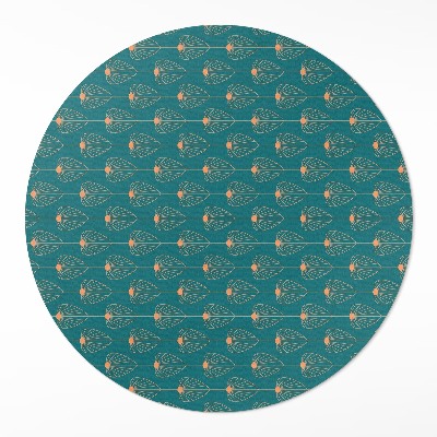 Covor rotund din vinil Model floral cu frunze repetate