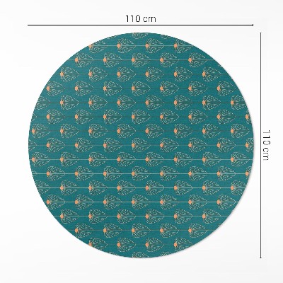 Covor rotund din vinil Model floral cu frunze repetate