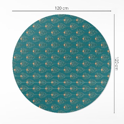 Covor rotund din vinil Model floral cu frunze repetate