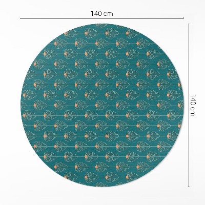 Covor rotund din vinil Model floral cu frunze repetate