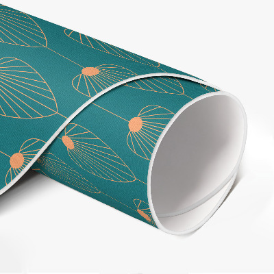 Covor rotund din vinil Model floral cu frunze repetate
