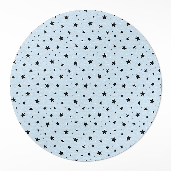 Covor rotund din vinil Stele fine negre cosmos