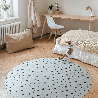 Covor rotund din vinil Stele fine negre cosmos