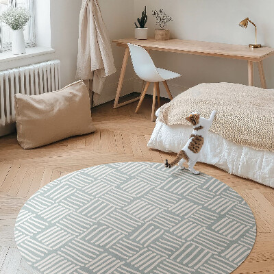 Covor rotund din vinil Model minimalist Boho plaid