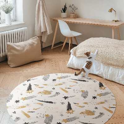 Covor rotund din vinil Stele pictate în spațiu boho