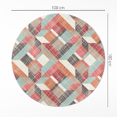 Covor rotund din vinil Model geometric frecat