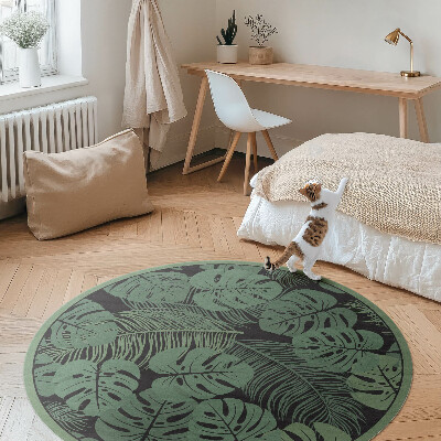 Covor rotund din vinil Ilustrație de plante tropicale monstera