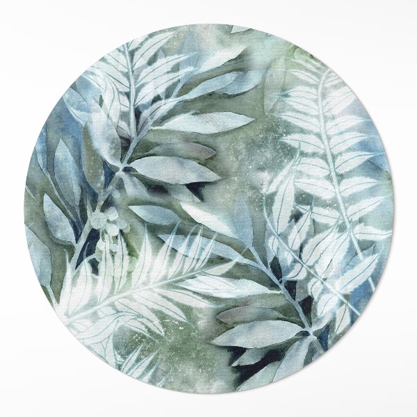 Covor rotund din vinil Acuarelă frunze delicate rămurele