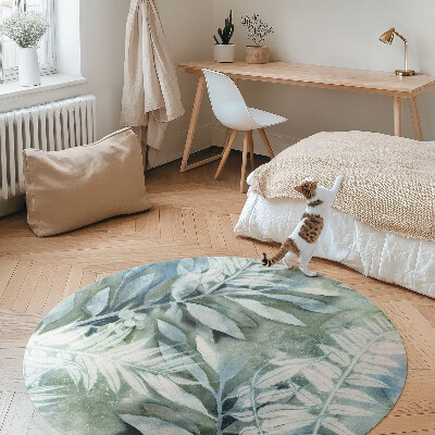 Covor rotund din vinil Acuarelă frunze delicate rămurele