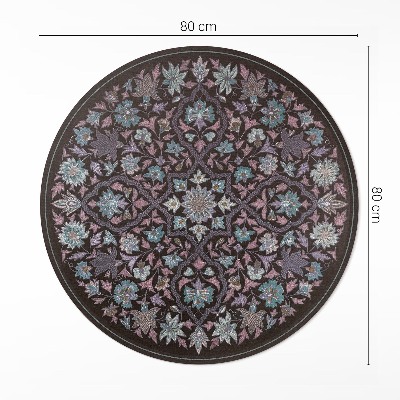 Covor rotund din vinil Compoziție de flori brodate