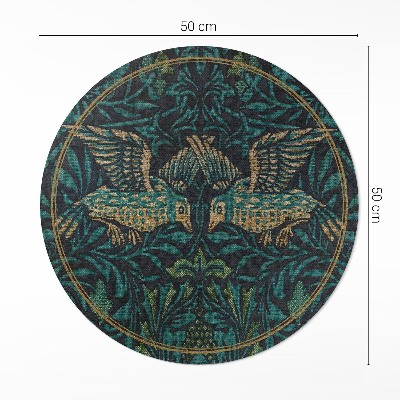 Covor rotund din vinil Păsări de William Morris
