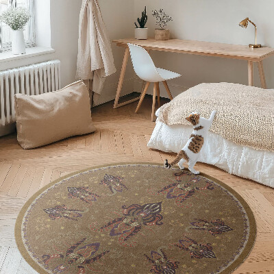 Covor rotund din vinil Ornamente florale