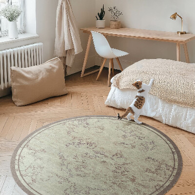 Covor rotund din vinil Motive florale decolorate