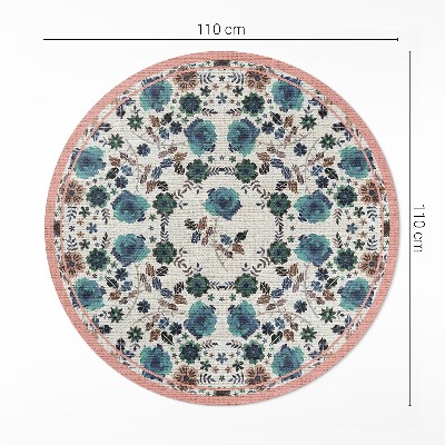 Covor rotund din vinil Flori pastelate brodate