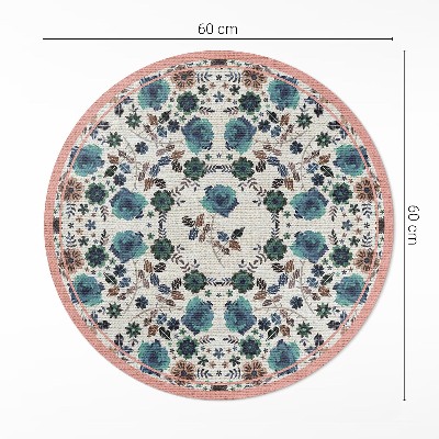 Covor rotund din vinil Flori pastelate brodate