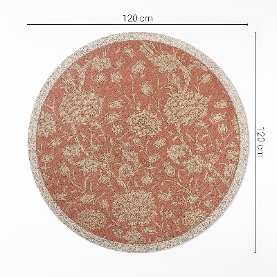Covor rotund din vinil Flori vintage brodate