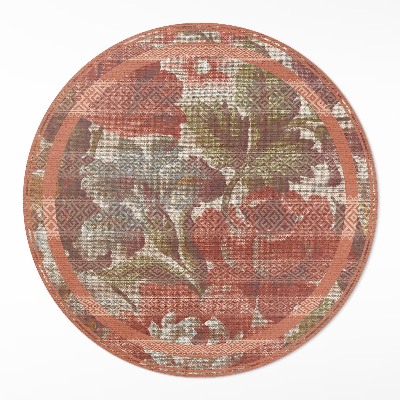 Covor rotund din vinil Flori retro decolorate