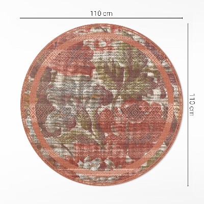 Covor rotund din vinil Flori retro decolorate