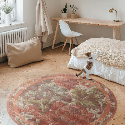 Covor rotund din vinil Flori retro decolorate