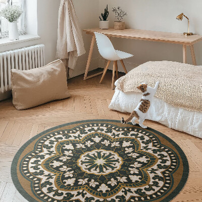 Covor rotund din vinil Model floral central