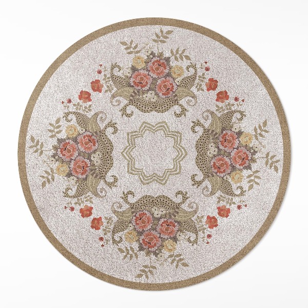 Covor rotund din vinil Compoziții florale retro