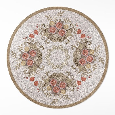 Covor rotund din vinil Compoziții florale retro
