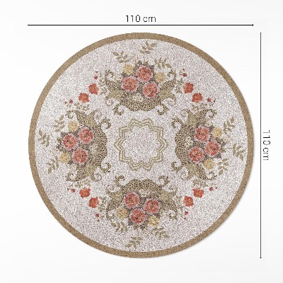 Covor rotund din vinil Compoziții florale retro