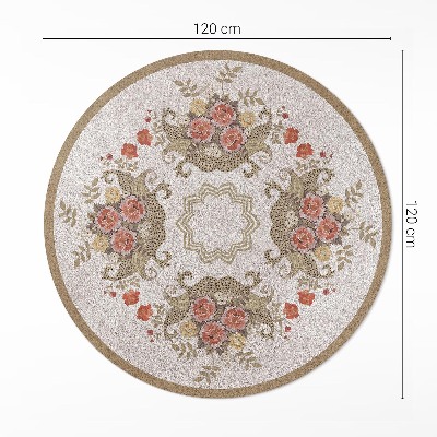 Covor rotund din vinil Compoziții florale retro