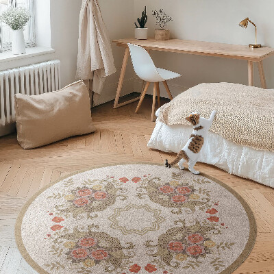 Covor rotund din vinil Compoziții florale retro