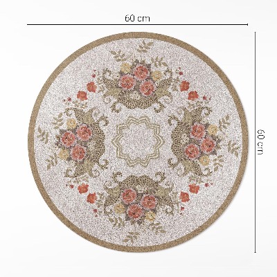 Covor rotund din vinil Compoziții florale retro