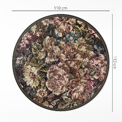 Covor rotund din vinil Flori retro de epocă decolorate