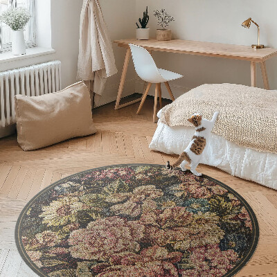 Covor rotund din vinil Flori retro de epocă decolorate