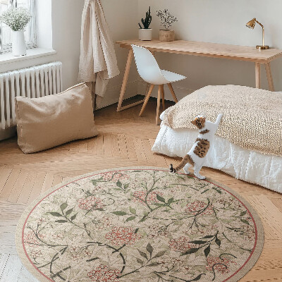 Covor rotund din vinil Plante boho delicate