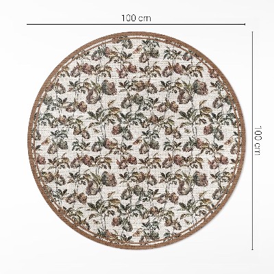 Covor rotund din vinil Ramuri ornamentale vintage subtile