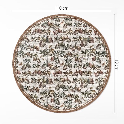 Covor rotund din vinil Ramuri ornamentale vintage subtile