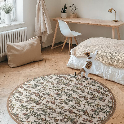Covor rotund din vinil Ramuri ornamentale vintage subtile