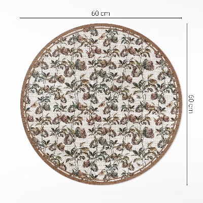 Covor rotund din vinil Ramuri ornamentale vintage subtile