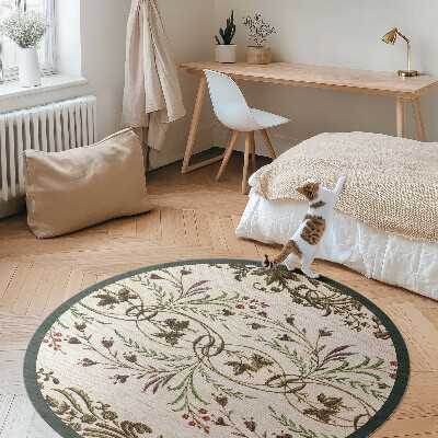 Covor rotund din vinil Plante decorative ornamentale