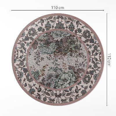 Covor rotund din vinil Flori ornamentale pe țesătură