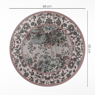 Covor rotund din vinil Flori ornamentale pe țesătură