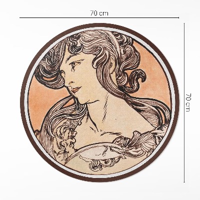 Covor rotund din vinil Portret de femeie de Alphonse Mucha