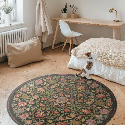 Covor rotund din vinil Compoziție florală colorată