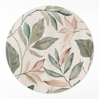 Covor rotund din vinil Frunze boho delicate