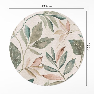 Covor rotund din vinil Frunze boho delicate