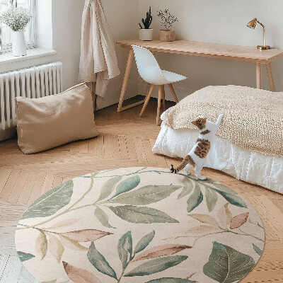 Covor rotund din vinil Frunze boho delicate
