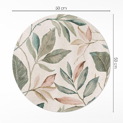 Covor rotund din vinil Frunze boho delicate