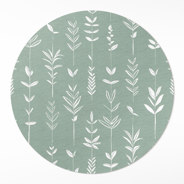 Covor rotund din vinil Plante boho fine frunze delicate
