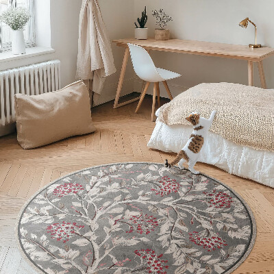 Covor rotund din vinil Motiv pictural delicat de plante vintage