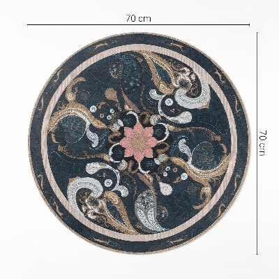 Covor rotund din vinil Forme abstracte și flori în stil vintage